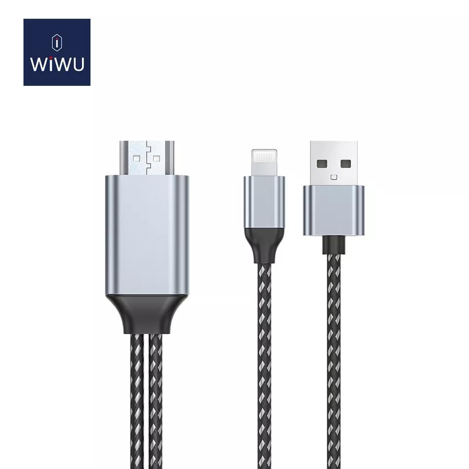 WiWU X7L Durable Light-ning to HDMI Adapter for iPad Projector Computer Video Data Transmission 1.2m